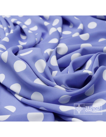 Tela Azafata Lunares Blancos con Lycra - Telas de Flamenca - Imagen 2