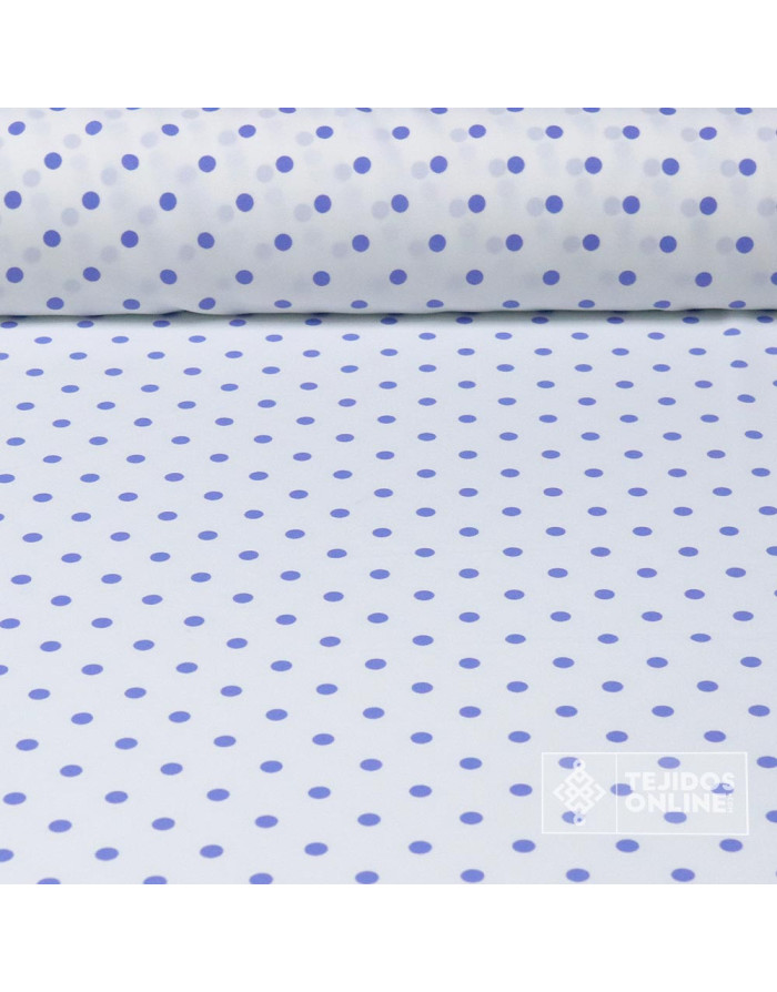 Tela Blanca con Lunares Azafata con Lycra Lenteja - Flamenca - Imagen 1