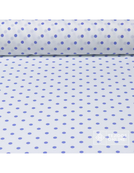 Tela Blanca con Lunares Azafata con Lycra Lenteja - Flamenca - Imagen 1