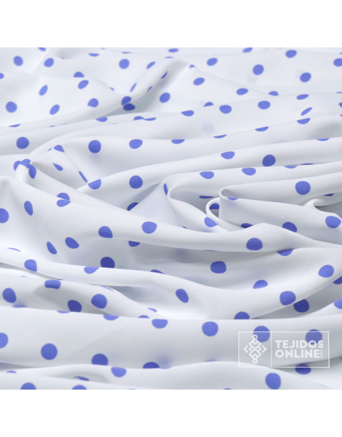 Tela Blanca con Lunares Azafata con Lycra Lenteja - Flamenca - Imagen 2