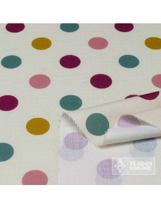 Tela de Lino Con Lunares Multicolor Big | Moda Flamenca 2