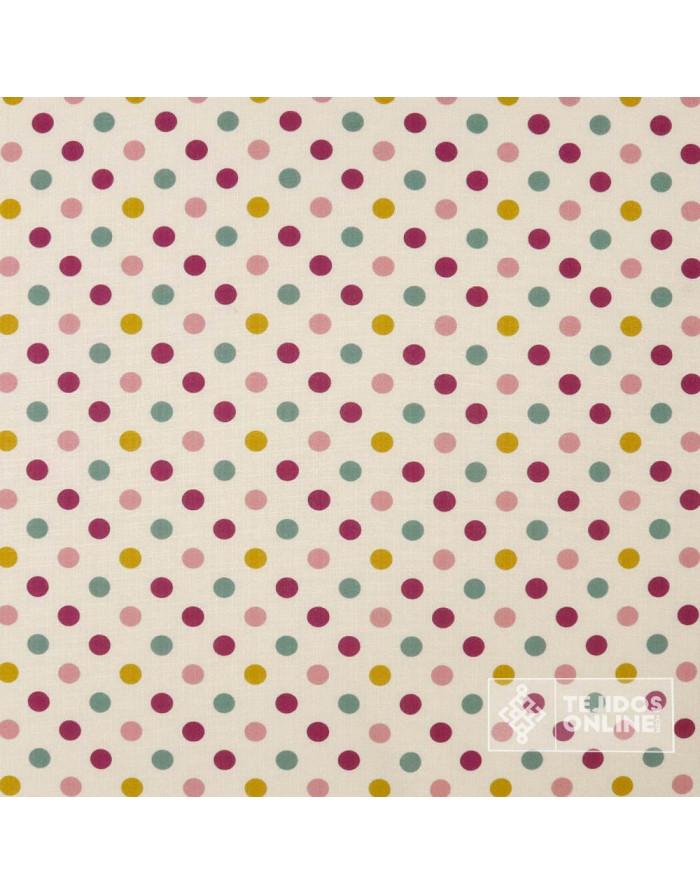 Tela de Lino Con Lunares Multicolor Céntimo | Moda Flamenca