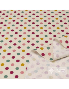 Tela de Lino Con Lunares Multicolor Céntimo | Moda Flamenca 2