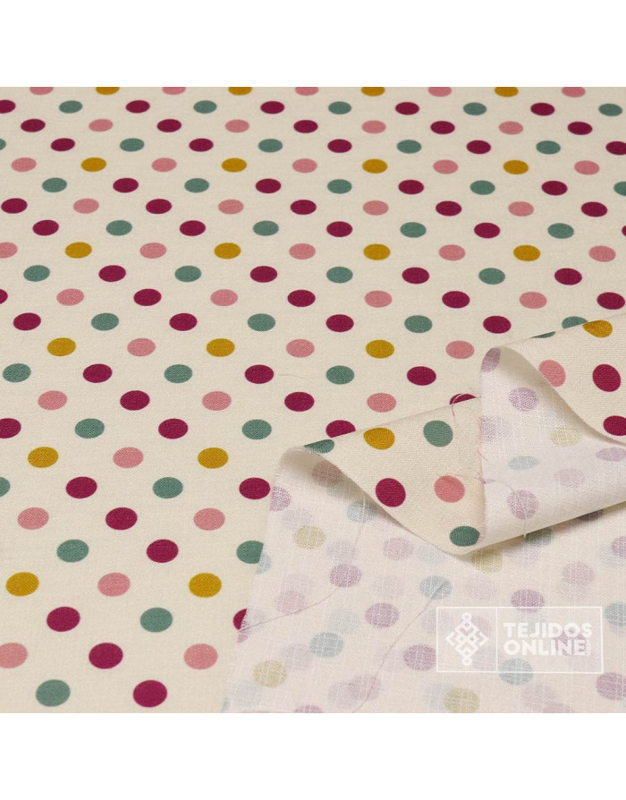 Tela de Lino Con Lunares Multicolor Céntimo | Moda Flamenca