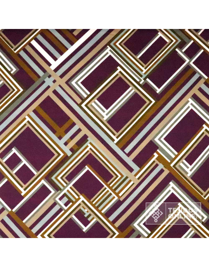 Tela de Vestir Estampada Rombos Morados - Telas de Ofertas