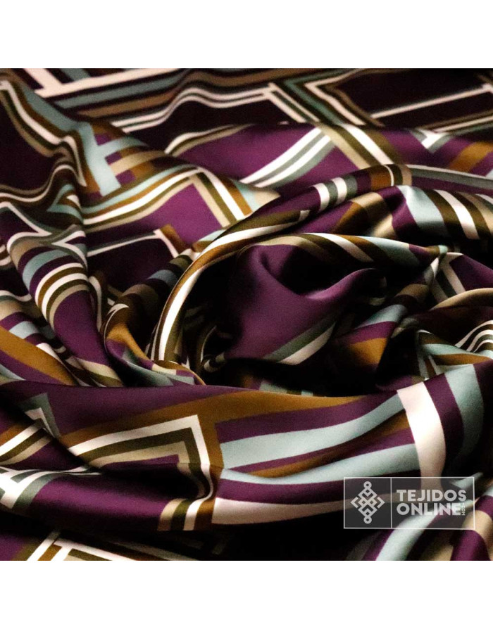 Tela de Vestir Estampada Rombos Morados - Telas de Ofertas