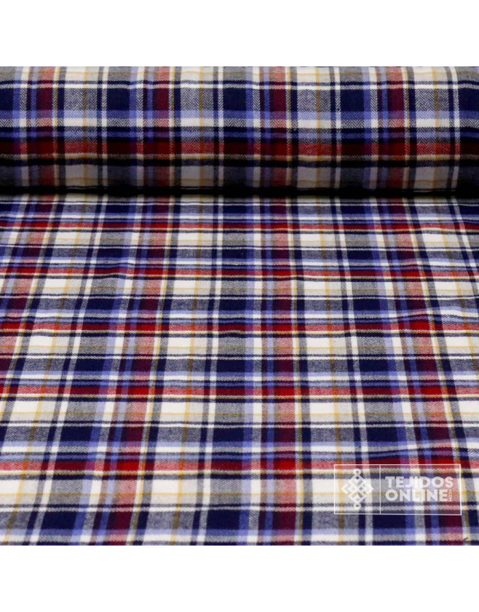 Tela de Cuadros Azul Marino Franela - Venta de Telas - Imagen 1