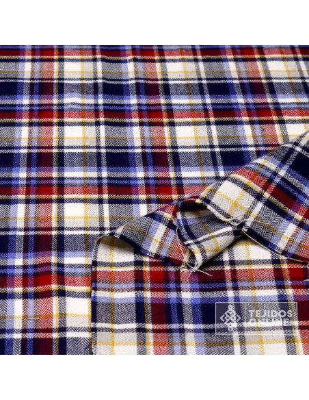 Tela de Cuadros Azul Marino Franela - Venta de Telas - Imagen 2