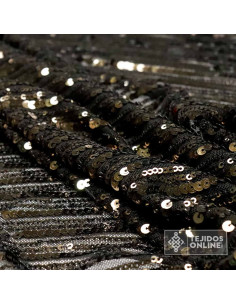 Tela de Tul Negro con Lentejuelas Cobre - Venta de Telas 2