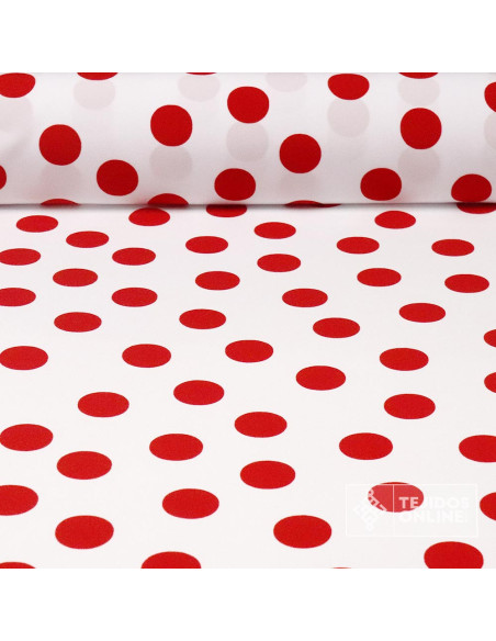 Tela de Crespón Blanca con Lunares Rojos - Moda Flamenca Tela de Crespón Blanca con Lunares Rojos - Moda Flamenca