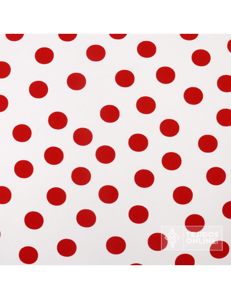 Tela de Crespón Blanca con Lunares Rojos - Moda Flamenca Tela de Crespón Blanca con Lunares Rojos - Moda Flamenca