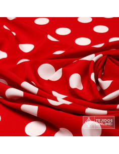 Tela de Crespón Roja con Lunares Blancos - Moda Flamenca 2