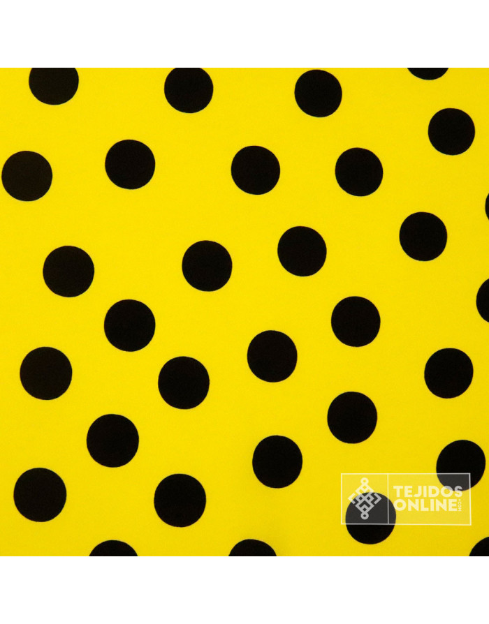 Tela de Crespón Amarilla con Lunares Negros - Moda Flamenca
