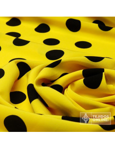 Tela de Crespón Amarilla con Lunares Negros - Moda Flamenca 2