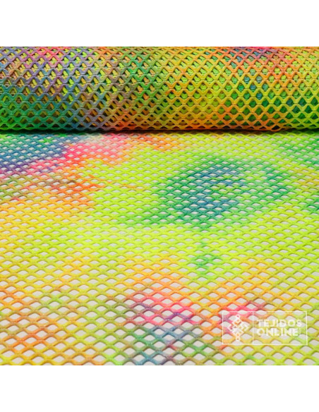 Tela de Punto Red Multicolor Fantasía - Ideal para Carnaval