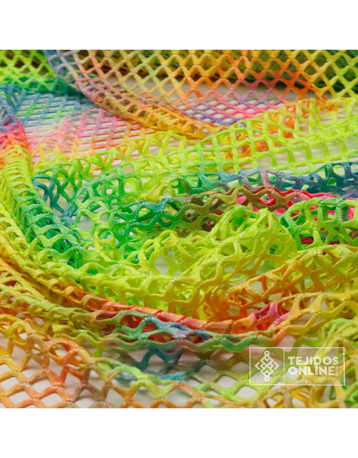 Tela de Punto Red Multicolor Fantasía - Ideal para Carnaval