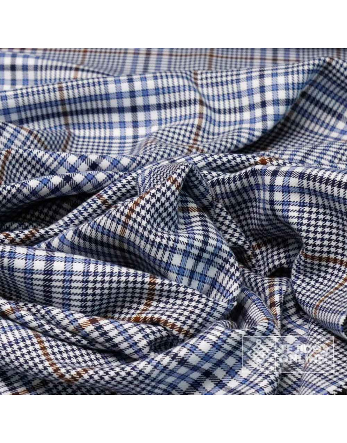 Sarga en Viscosa Príncipe de Gales Azul - Telas de Cuadro