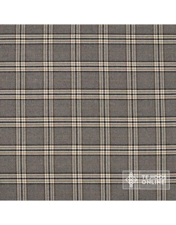 Tela Gris con Cuadros Beige - Telas de Cuadro en Oferta - Imagen 3