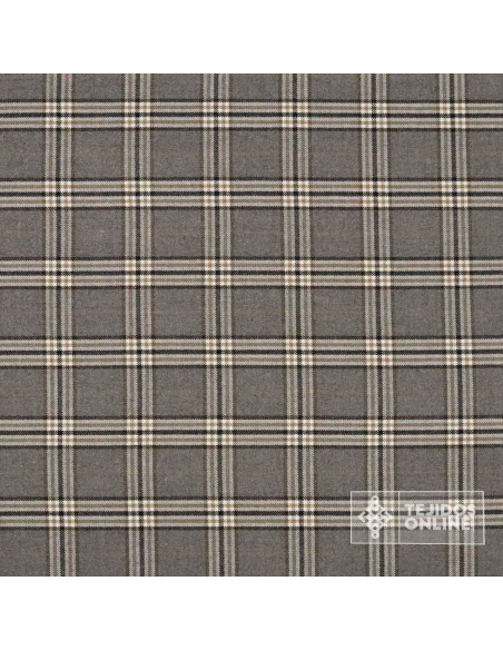 Tela Gris con Cuadros Beige - Telas de Cuadro en Oferta - Imagen 3
