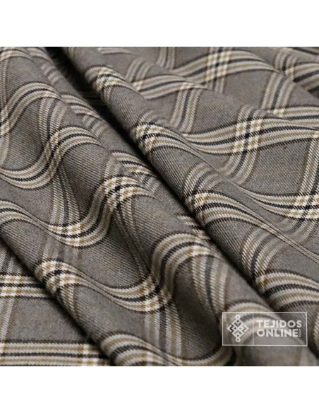 Tela Gris con Cuadros Beige - Telas de Cuadro en Oferta - Imagen 4