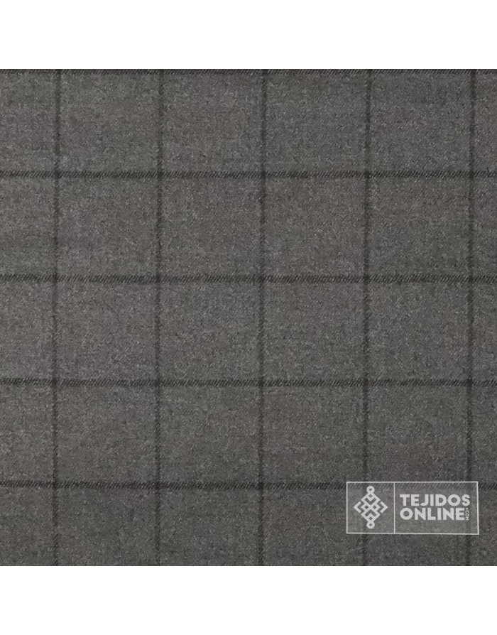 Sarga en Viscosa Gris con Cuadro - Telas de Cuadro en Oferta - Imagen 3