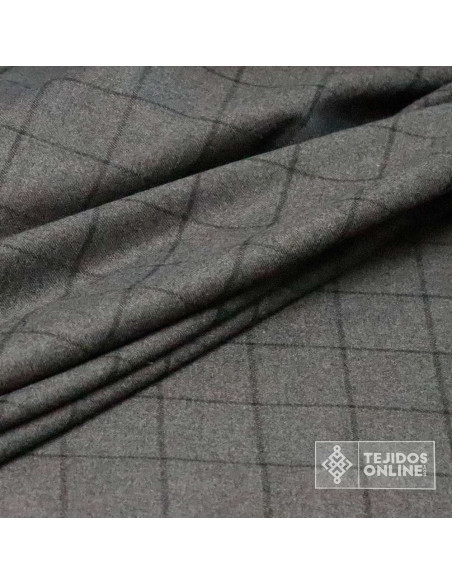 Sarga en Viscosa Gris con Cuadro - Telas de Cuadro en Oferta - Imagen 2