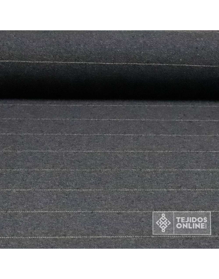 Tela de Paño Gris Fino con Rayas Beige - Telas de Cuadro - Imagen 1