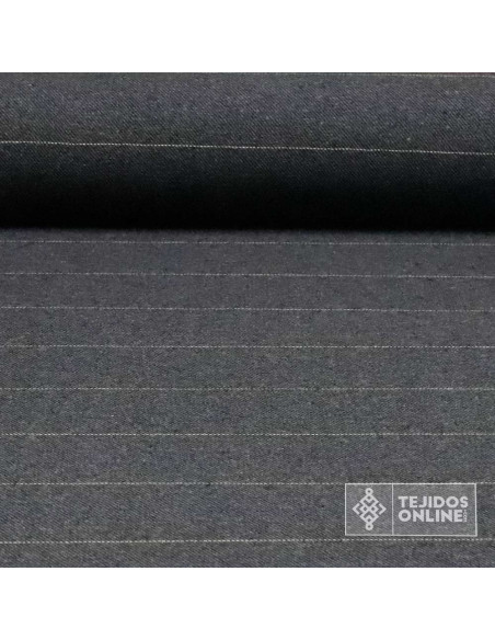 Tela de Paño Gris Fino con Rayas Beige - Telas de Cuadro - Imagen 1