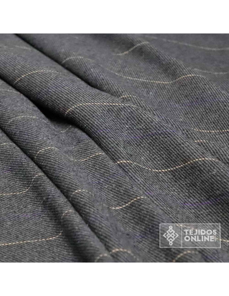 Tela de Paño Gris Fino con Rayas Beige - Telas de Cuadro - Imagen 4