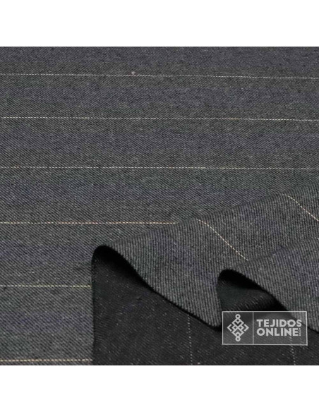 Tela de Paño Gris Fino con Rayas Beige - Telas de Cuadro - Imagen 2