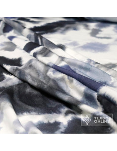 Tela de Punto Fino Flores Índigo - Telas Estampadas de Punto 2