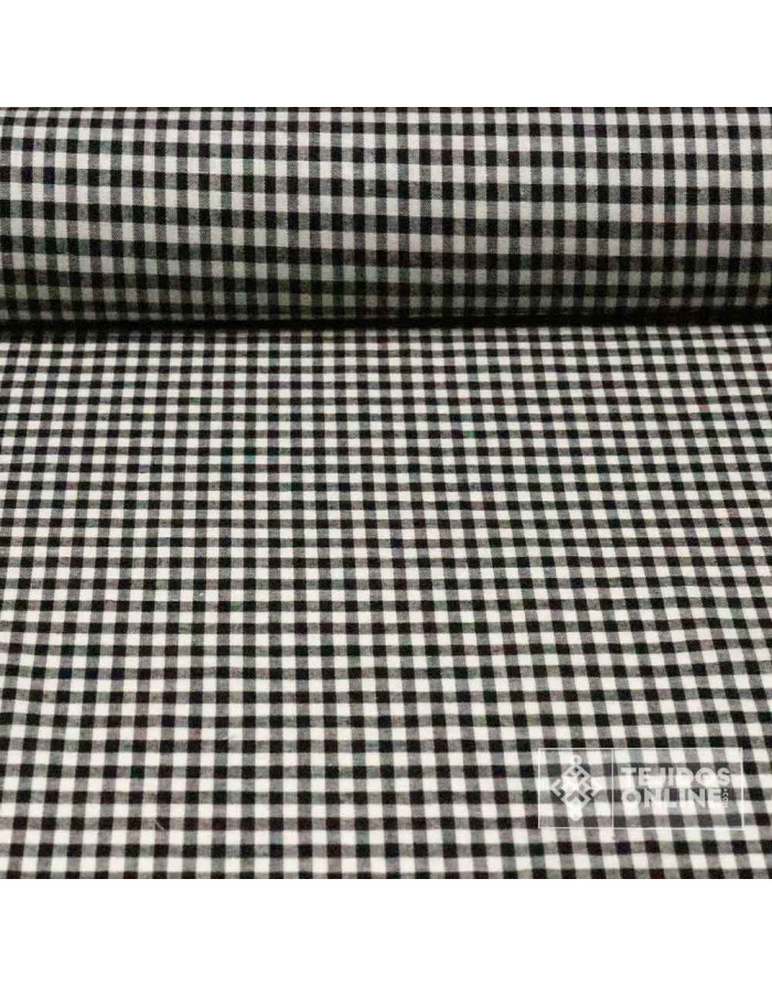 Tela de Vichy Negro en Falso Lino | Telas para Vestir - Imagen 1