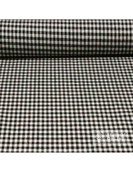 Tela de Vichy Negro en Falso Lino | Telas para Vestir - Imagen 1