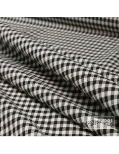 Tela de Vichy Negro en Falso Lino | Telas para Vestir 2