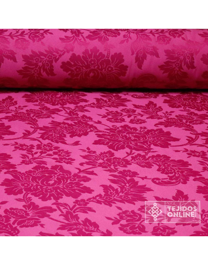 Tela Damasco Rosa Fucsia Navarra - Telas de Damasco
