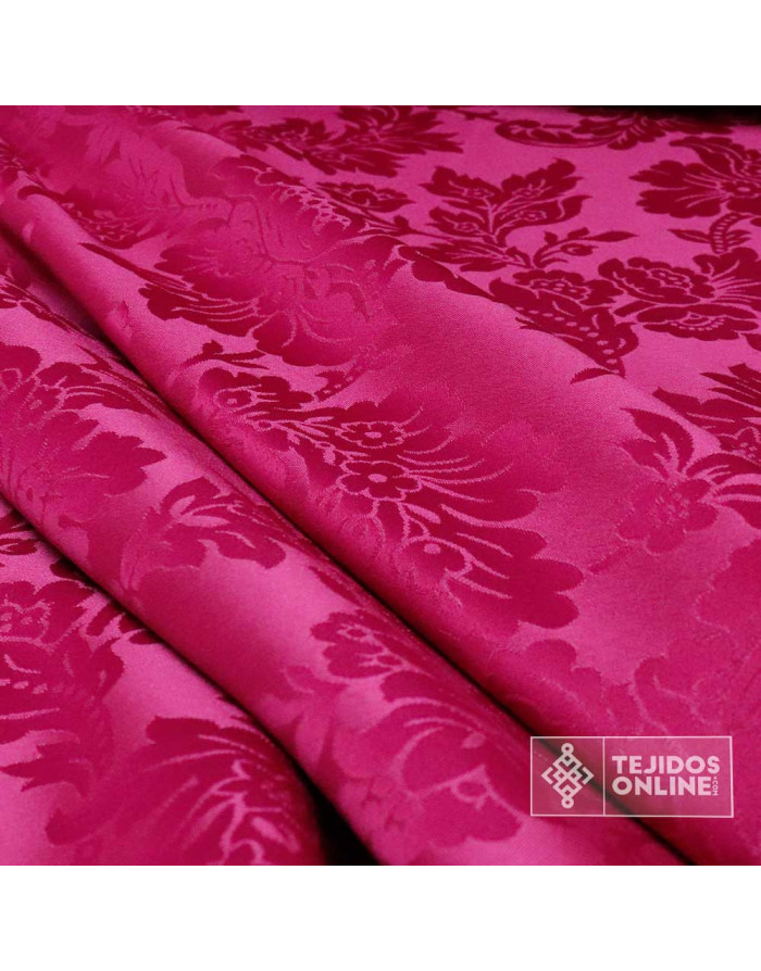 Tela Damasco Rosa Fucsia Navarra - Telas de Damasco