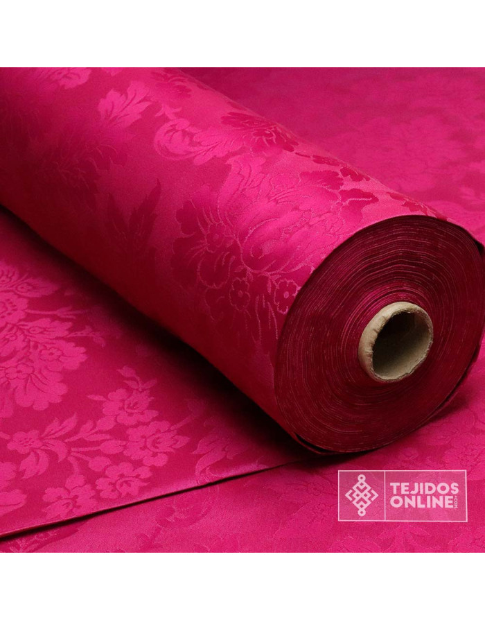 Tela Damasco Rosa Fucsia Navarra - Telas de Damasco