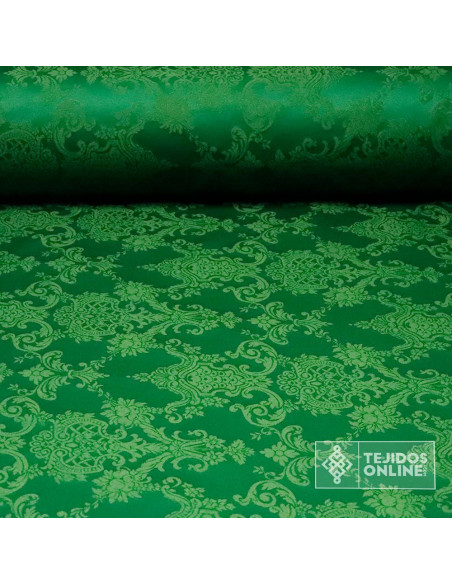 Damasco Verde Medallones - Telas de Damasco - Comprar Telas