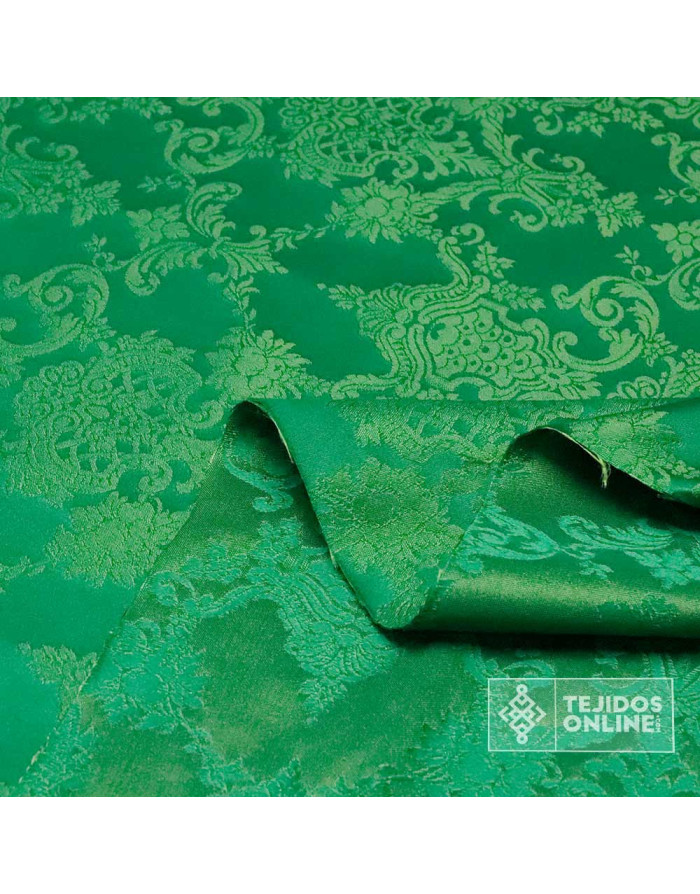 Damasco Verde Medallones - Telas de Damasco - Comprar Telas