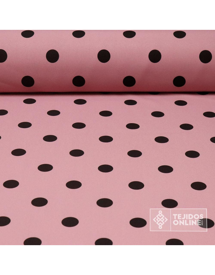 Tela Rosa Nude con Lunares Negros - Telas de Flamenca - Imagen 1