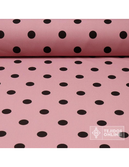 Tela Rosa Nude con Lunares Negros - Telas de Flamenca - Imagen 1