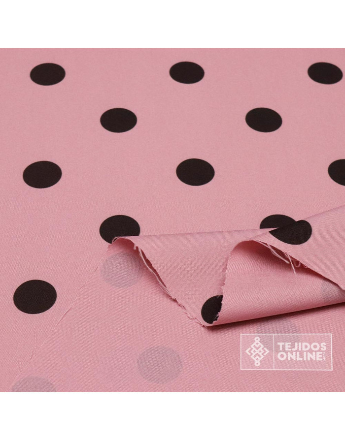 Tela Rosa Nude con Lunares Negros - Telas de Flamenca - Imagen 2