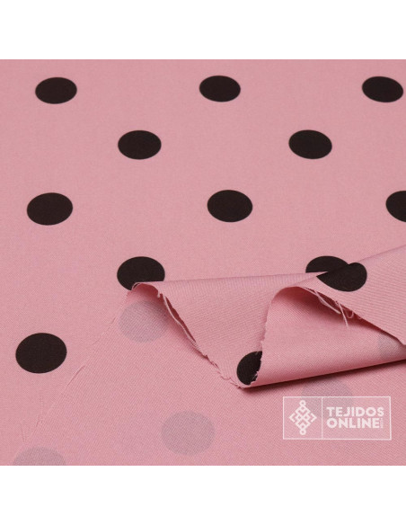 Tela Rosa Nude con Lunares Negros - Telas de Flamenca - Imagen 2