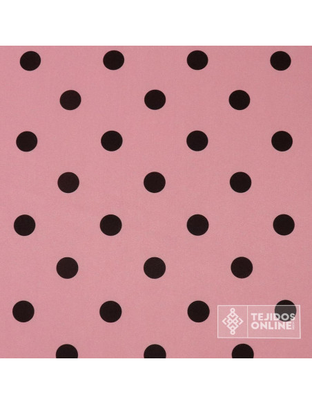 Tela Rosa Nude con Lunares Negros - Telas de Flamenca - Imagen 4