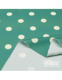 Tela Verde Jabonoso con Lunares Beige - Telas de Flamenca 2
