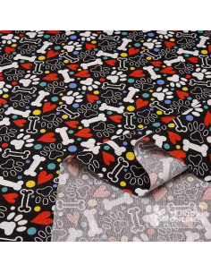 Tela de Huesos de Perros con Corazones - Tela Para Cortinas 2