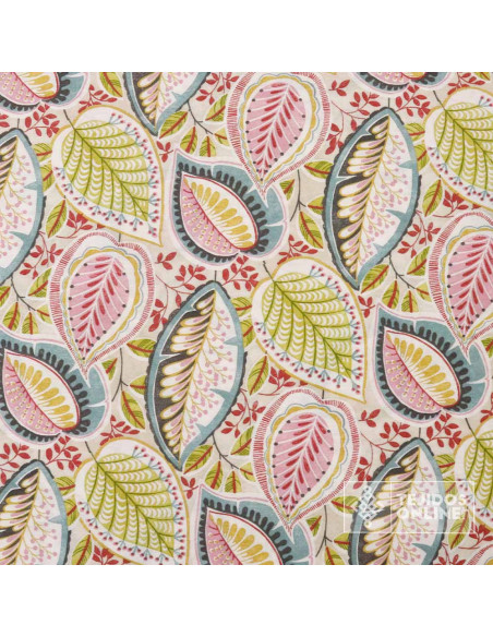 Tela Loneta Estampada de Hojas Vintage - Tela Para Manualidades Tela Loneta Estampada de Hojas Vintage - Tela Para Manualidades