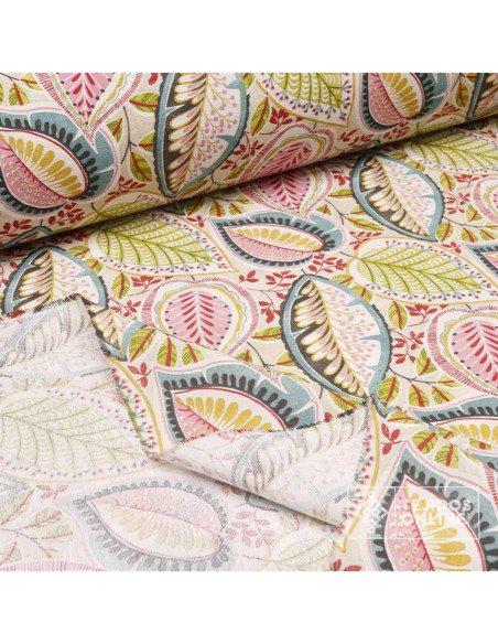 Tela Loneta Estampada de Hojas Vintage - Tela Para Manualidades Tela Loneta Estampada de Hojas Vintage - Tela Para Manualidades