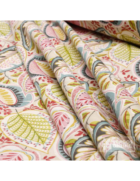 Tela Loneta Estampada de Hojas Vintage - Tela Para Manualidades Tela Loneta Estampada de Hojas Vintage - Tela Para Manualidades