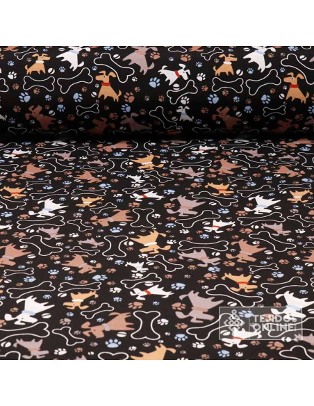 Tela de Perros Blanco con Huesos - Tela Para Cojines y Cortinas Tela de Perros Blanco con Huesos - Tela Para Cojines y Cortinas